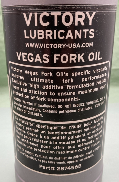 NEW GENUINE VICTORY MOTORCYCLE 2874568 VEGAS FORK OIL, HUILE POUR FOURCHE 1QT