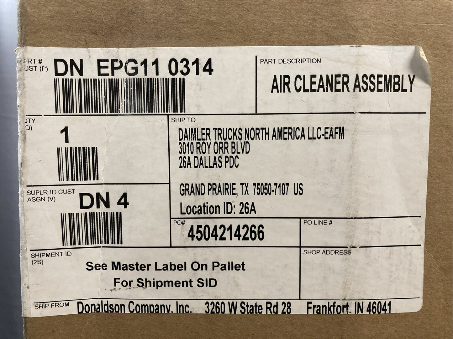 NEW GENUINE FREIGHTLINER DN-EPG11-0314 AIR CLEANER ASSEMBLY