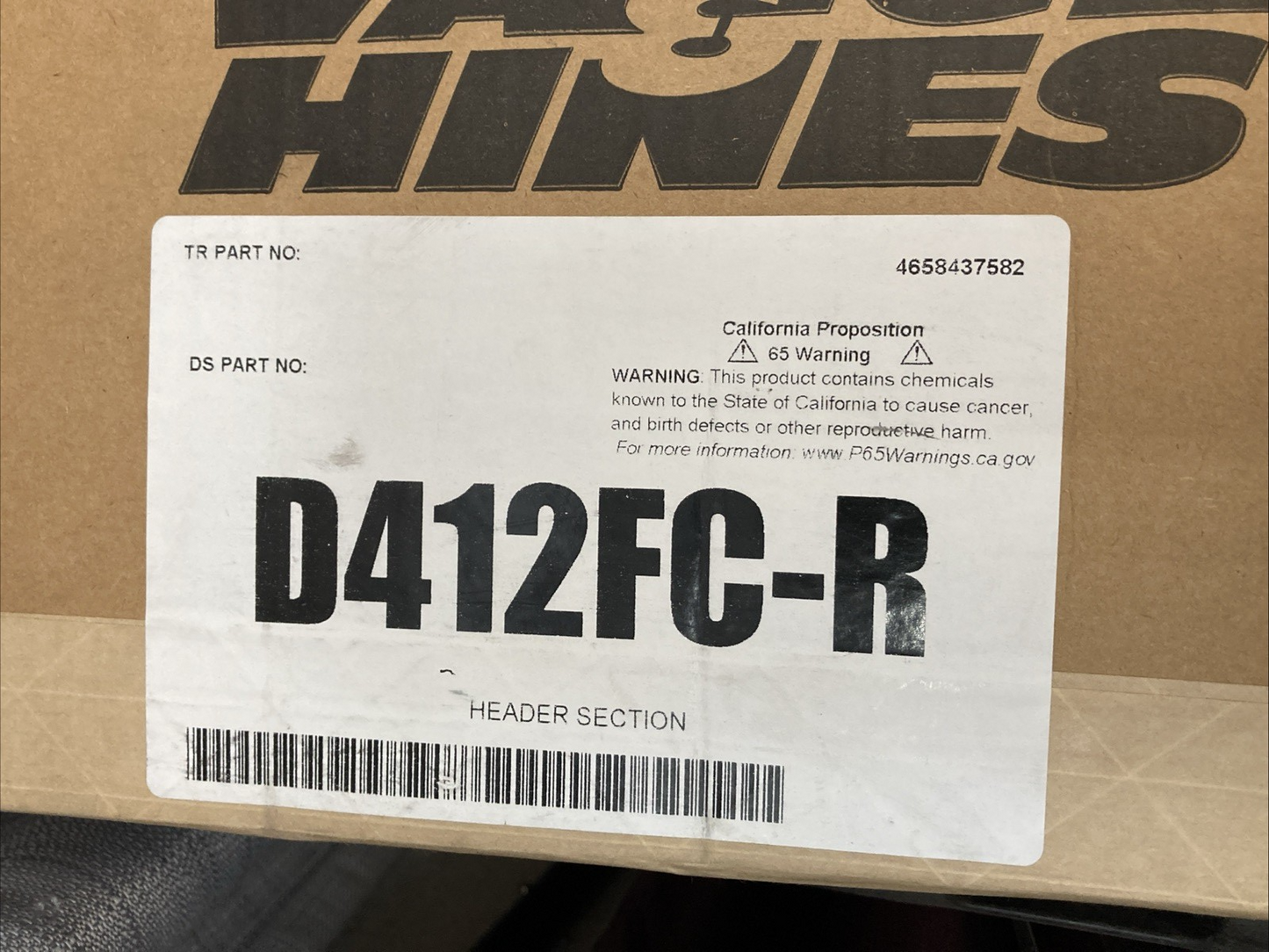 NEW GENUINE VANCE & HINES D412FC-R HEADER SECTION FOR HARLEY-DAVIDSON