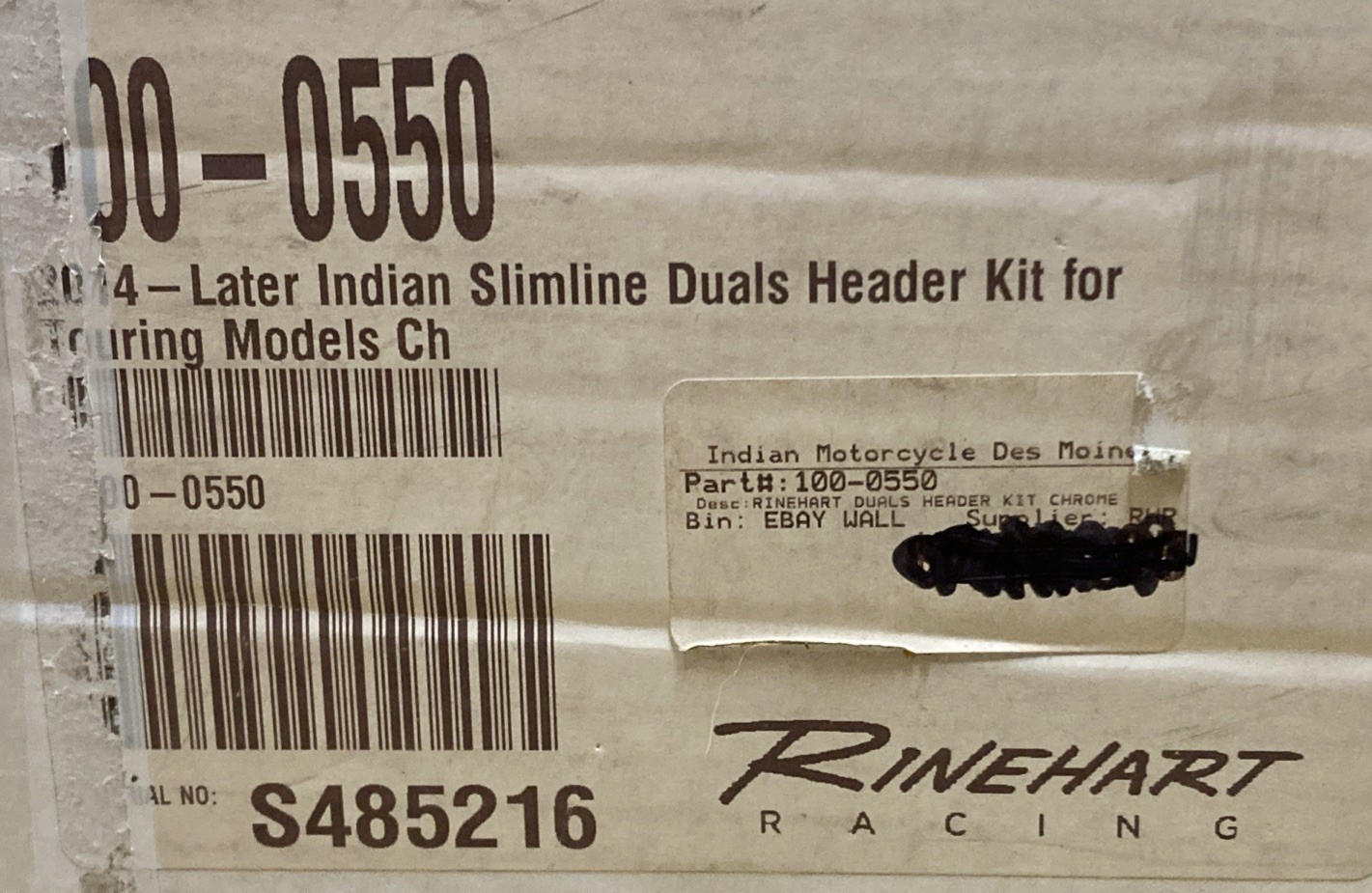 NEW GENUINE RINEHART 100-0550 CHROME SLIMLINE DUAL HEADER KIT BLACK SHIELDS