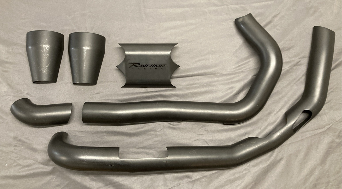 NEW GENUINE RINEHART 100-0550 CHROME SLIMLINE DUAL HEADER KIT BLACK SHIELDS