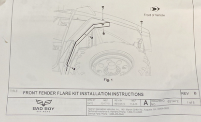 NEW GENUINE BAD BOY OFF ROAD 750813PKG FRONT FENDER FLARE KIT