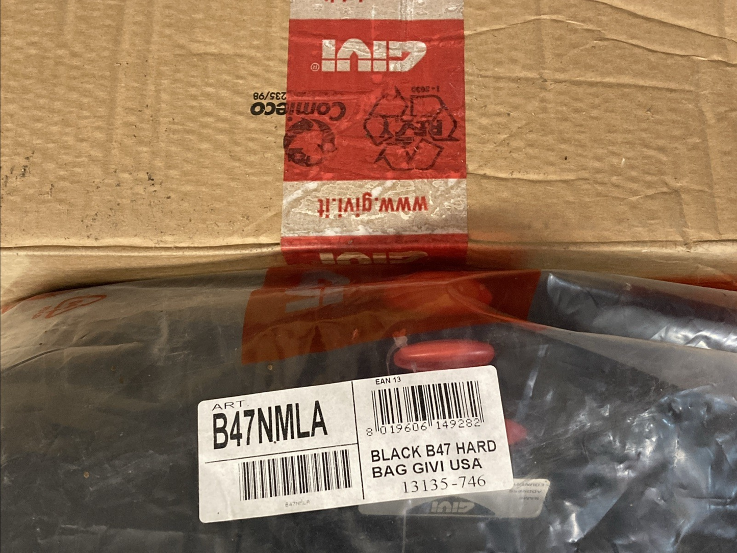 NEW GENUINE GIVI B47NMLA TOP CASE - RED LENS - 47 LITER