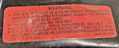 Replaces Chevrolet Bumper Jack Base