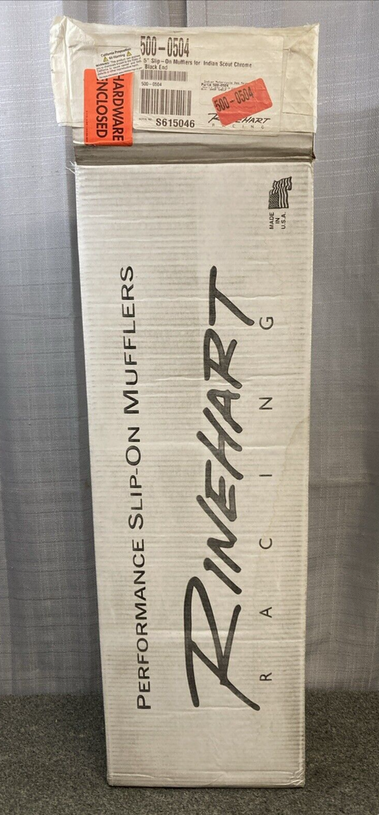 NEW GENUINE RINEHART 500-0504 3 1/2" Slip-On Mufflers CHROME BLACK CAP