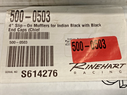 NEW GENUINE RINEHART 500-0503 Black 4 in. Slip-On Mufflers w/Black End Caps