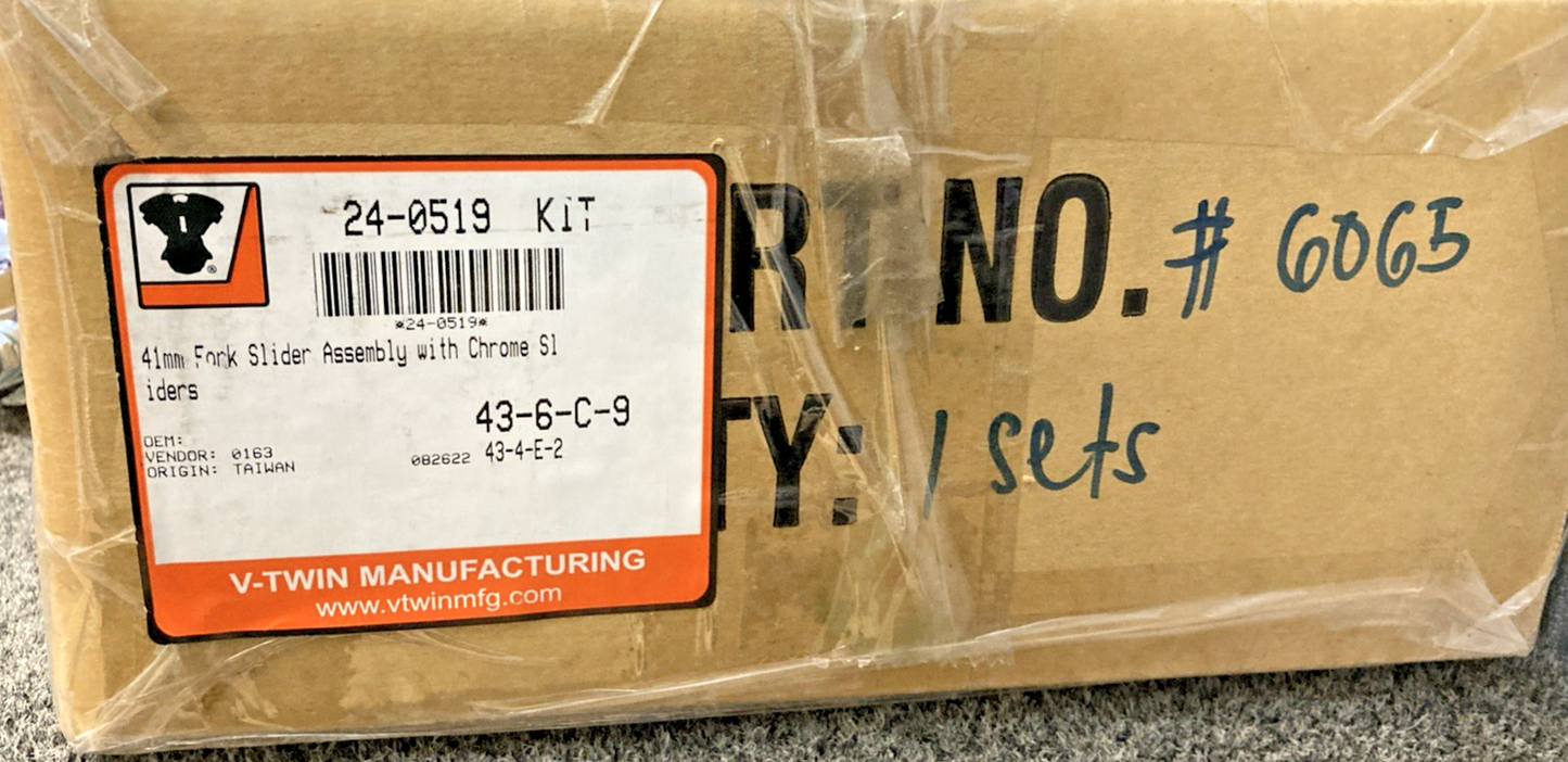 NEW GENUINE V-TWIN MANUFACTURING 24-0519 41mm FORK SLIDER ASSY