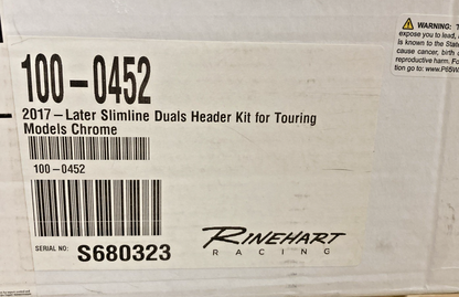 NEW GENUINE RINEHART RACING 100-0452 LATER SLIMLINE DUAL HEADER KIT, CHROME