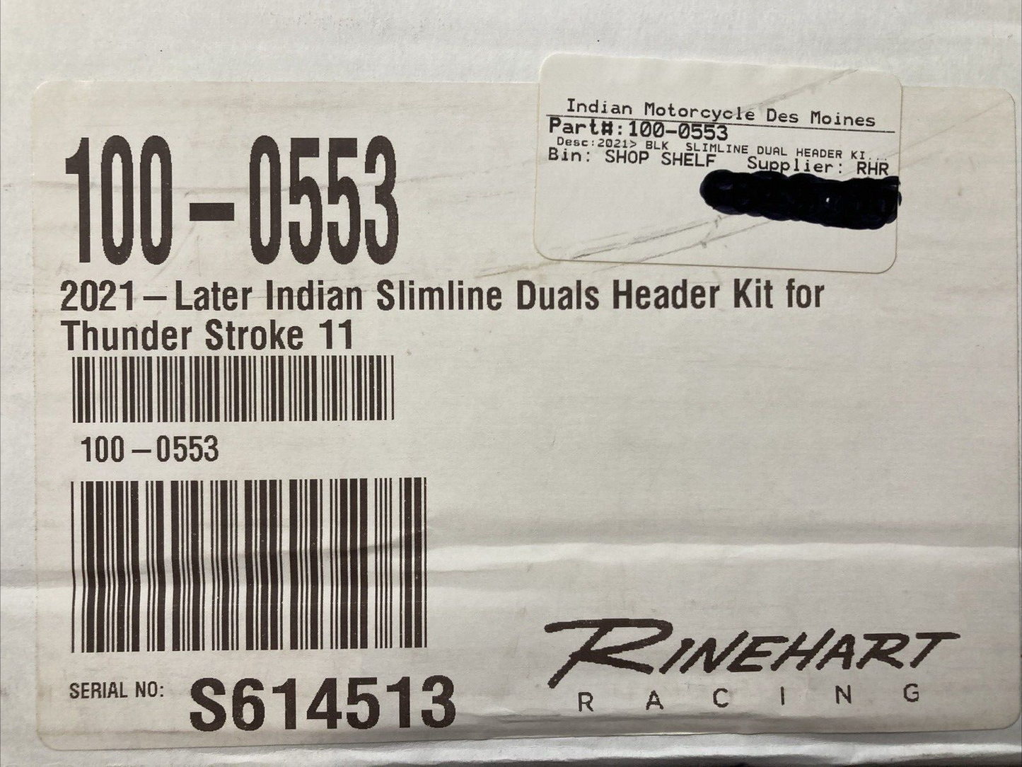 NEW GENUINE RINEHART 100-0553 Slimline Duals Headers Chrome For Indian 116