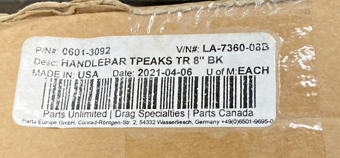 NEW GENUINE LA CHOPPERS LA-7360-08B HANDLEBAR T PEAKS TR 8" BLACK