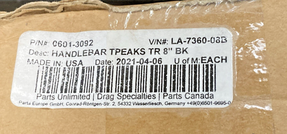 NEW GENUINE LA CHOPPERS LA-7360-08B HANDLEBAR T PEAKS TR 8" BLACK