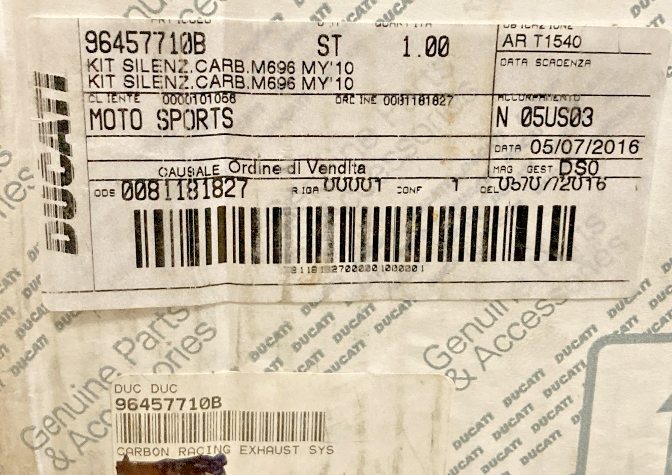 NEW GENUINE DUCATI TERMIGNONI 96457710B MONSTER 696 CARBON SLIP-ON EXHAUST