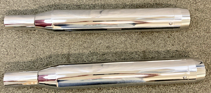 NEW GENUINE V-TWIN 30-1281 CHROME SLIP ON MUFFLER SET W CHROME TIPS, HARLEY 9953