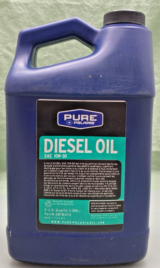 NEW GENUINE POLARIS 2878474 DIESEL OIL SAE 10W-30 2QUARTS (1.89L)