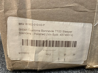 NEW GENUINE BRITISH CUSTOMS BC902-010-V2-P BONNEVILLE T100 SLEEPER SILENCERS
