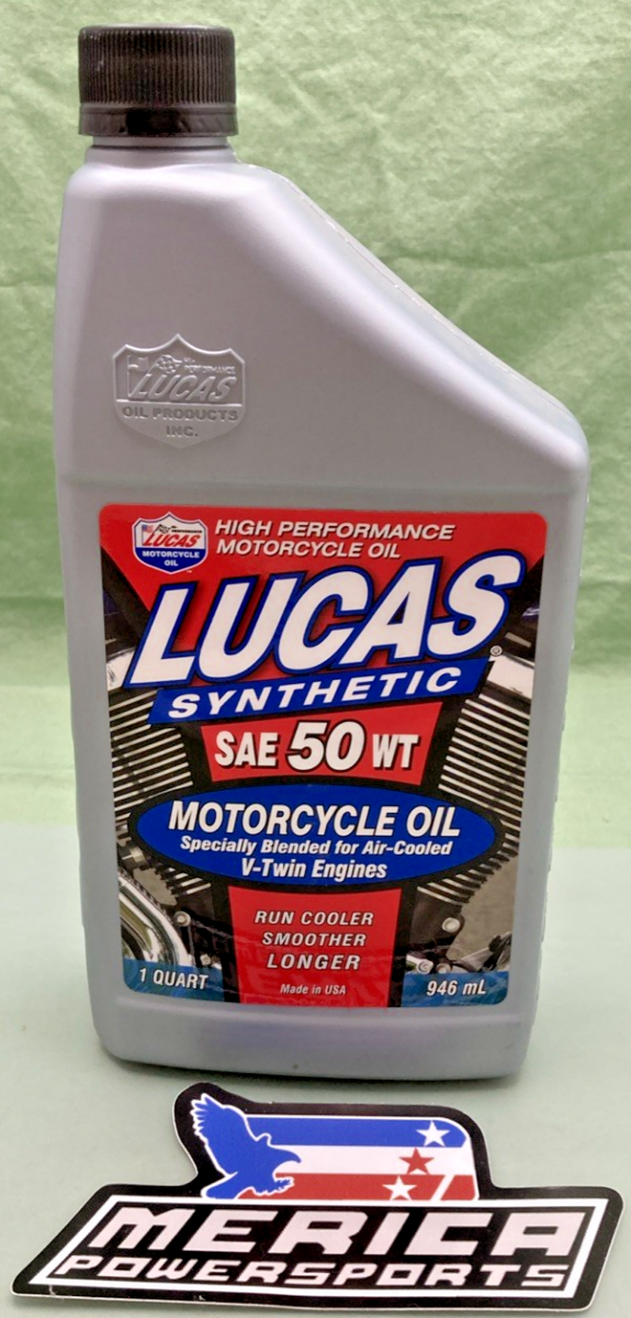 NEW LUCAS OIL 10765 SAE 50 WT SYNTH OIL, SPECIALLY BLENDED AIR-COOLED V-TWIN 1QT