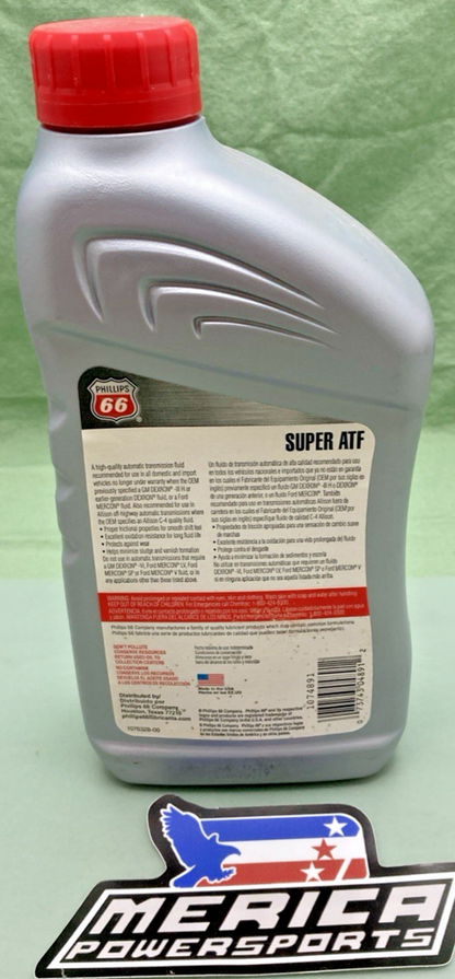 NEW PHILLIPS 66 1074891 SUPER ATF, AUTOMATIC TRANSMISSION FLUID 1QT (946 ML)