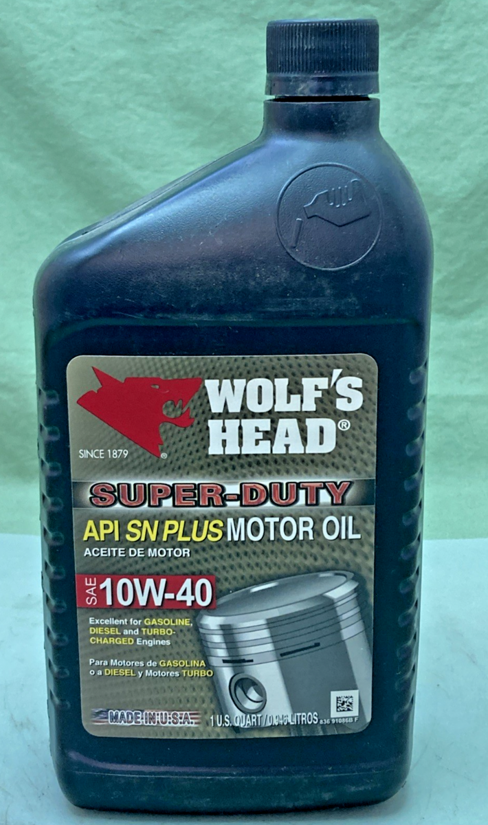 NEW GENUINE WOLF'S HEAD 836 91086B SUPER-DUTY API SN PLUS MOTOR OIL SAE 10W-40