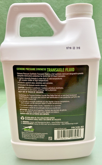 NEW GENUINE ARCTIC CAT 2436-865 SYNTHETIC TRANSAXLE FLUID Oil - 41oz