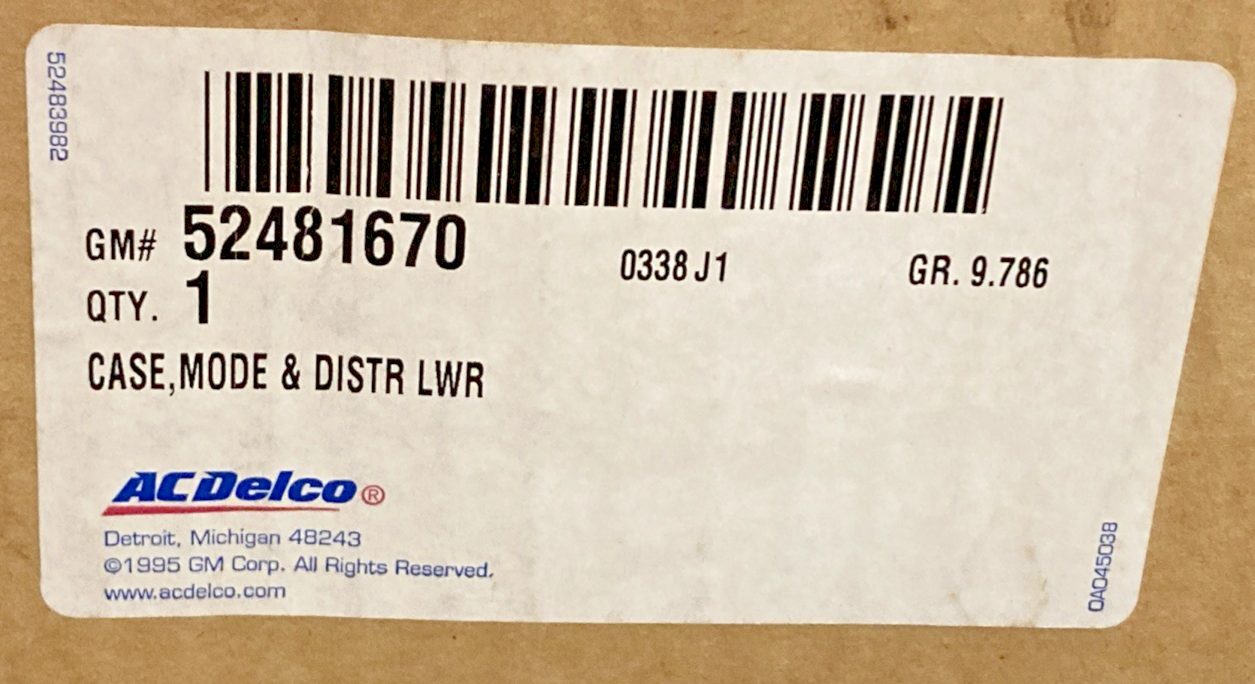 NEW GENUINE GM Acdelco 52481670 Mode and Distributor Lower Case