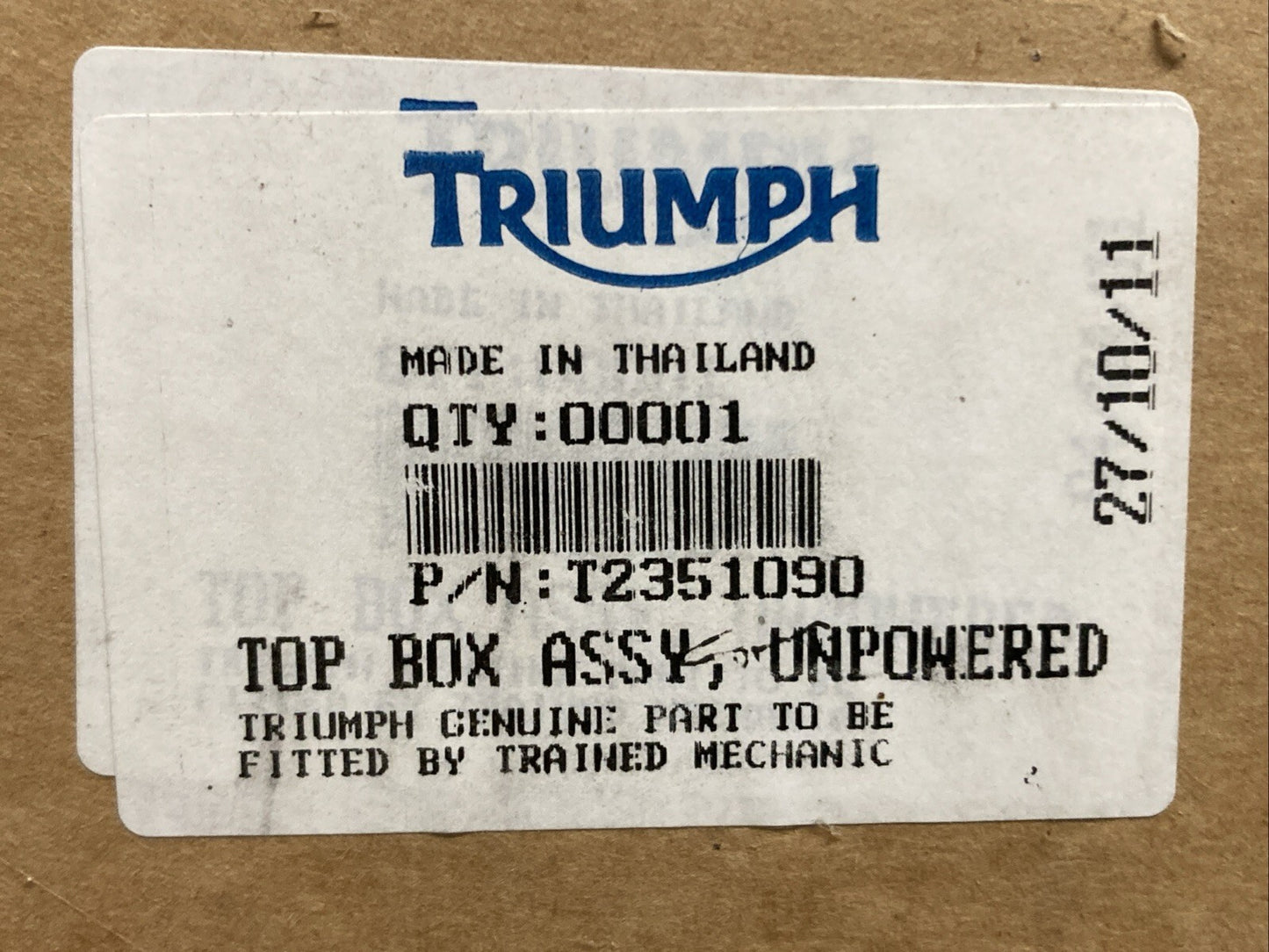 NEW GENUINE TRIUMPH T2351090 Top, Box, Assembly, Unpowered