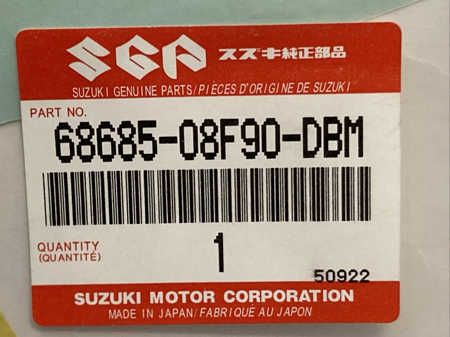 NEW GENUINE SUZUKI 68685-08F90-DBM TAPE, SIDE RH