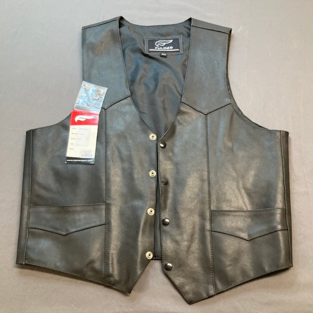 Fulmer 105050BLK Blackjak Large 44 Motorcycle Riding leather Vest 4 Pocket New