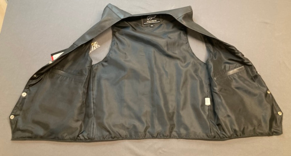 Fulmer 105050BLK Blackjak Large 44 Motorcycle Riding leather Vest 4 Pocket New