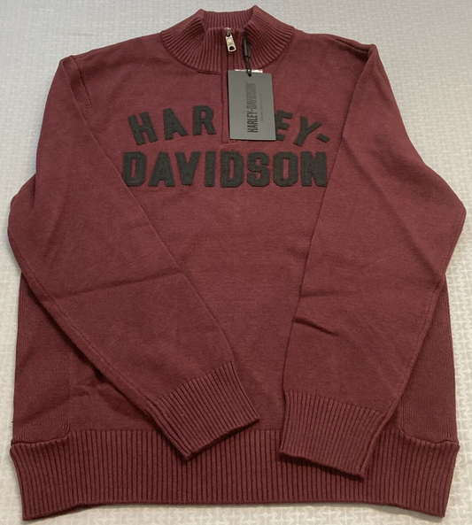 NEW GENUINE HARLEY DAVIDSON 96312-23VM MEN'S MED RED SWEATER 1/4-Zip Long Sleeve