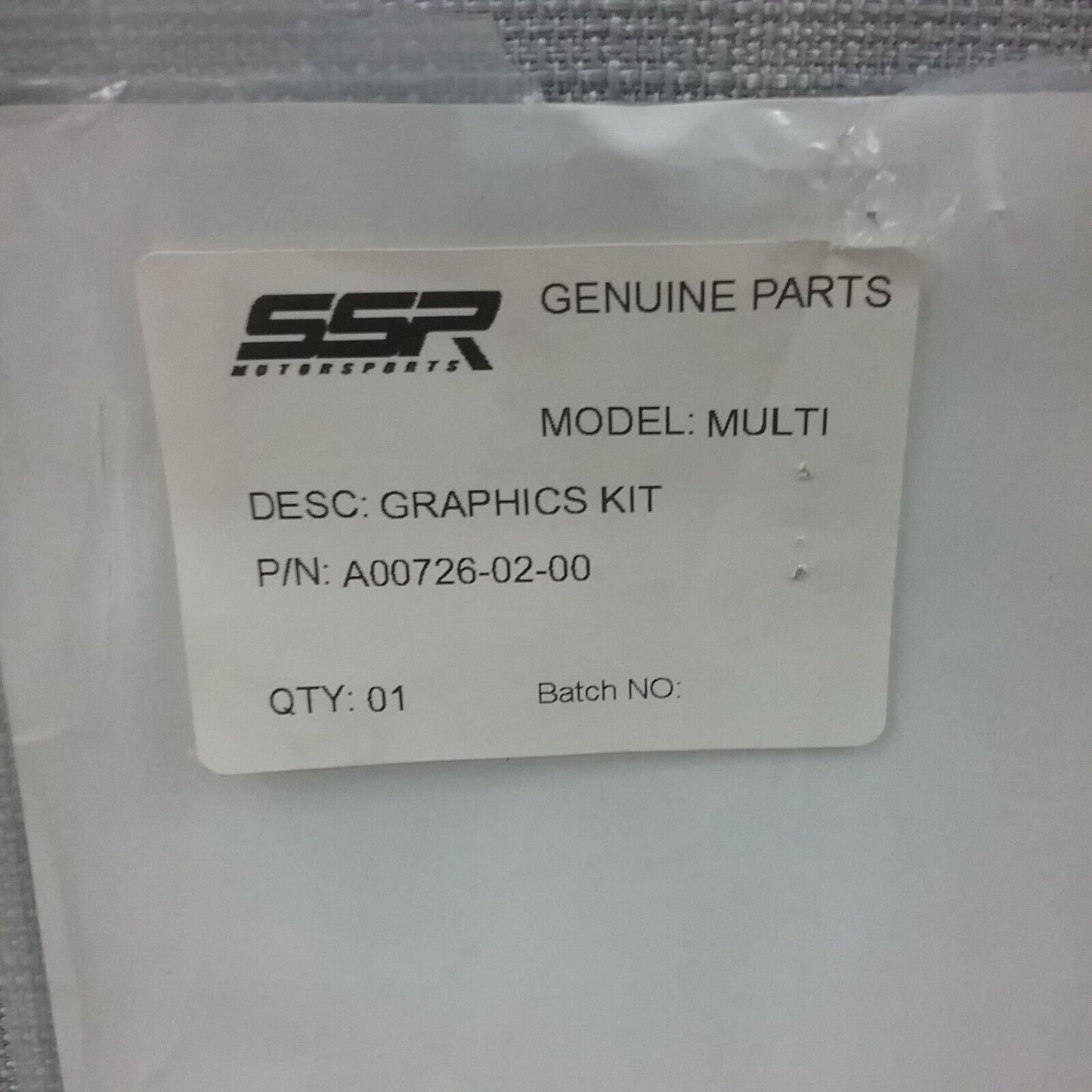 NEW SSR PARTIAL GRAPHIC KIT A00726-02-00