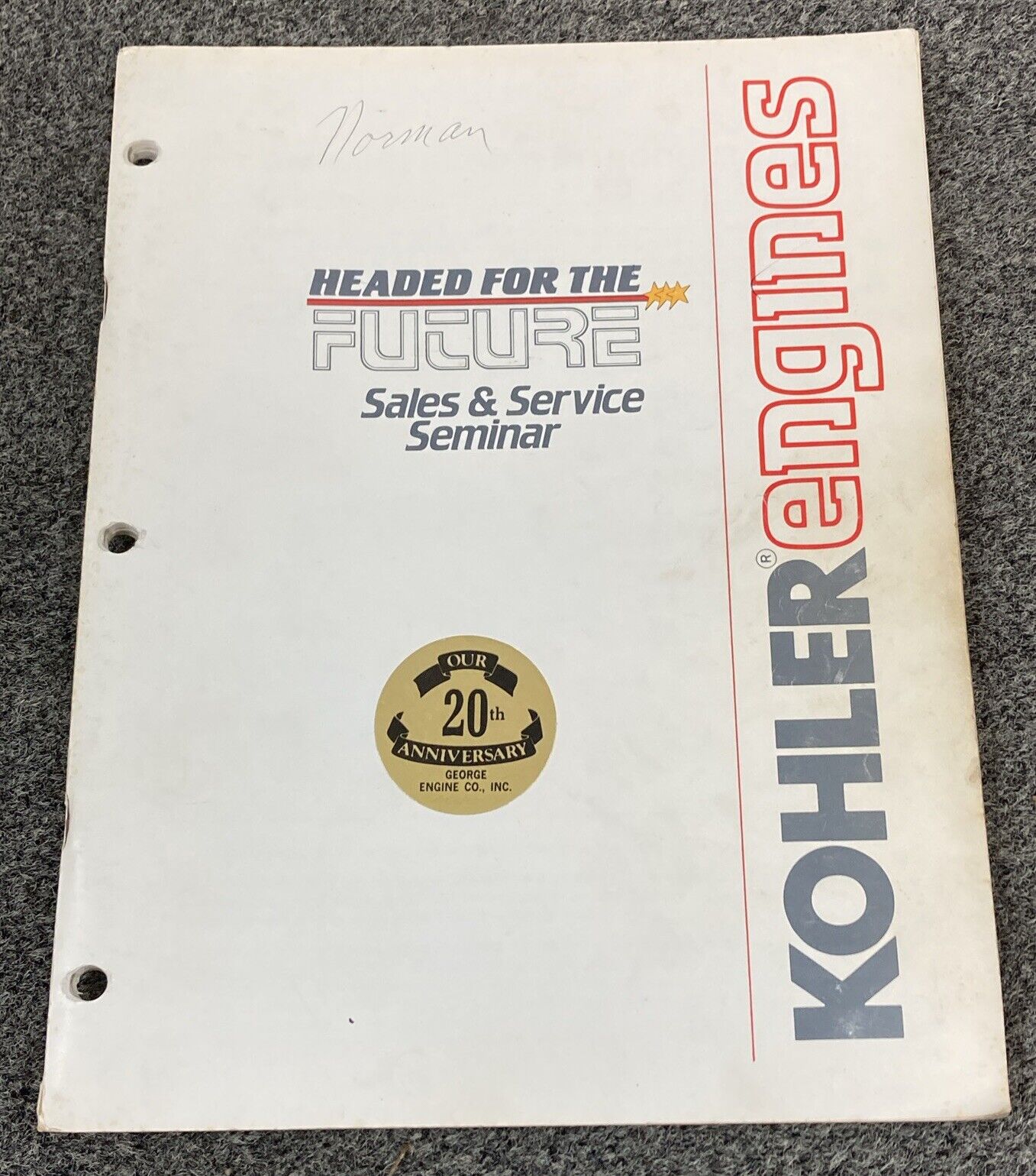 GENUINE KOHLER ENGINES SALES/SERVICE UPDATE SEMINAR MANUALS