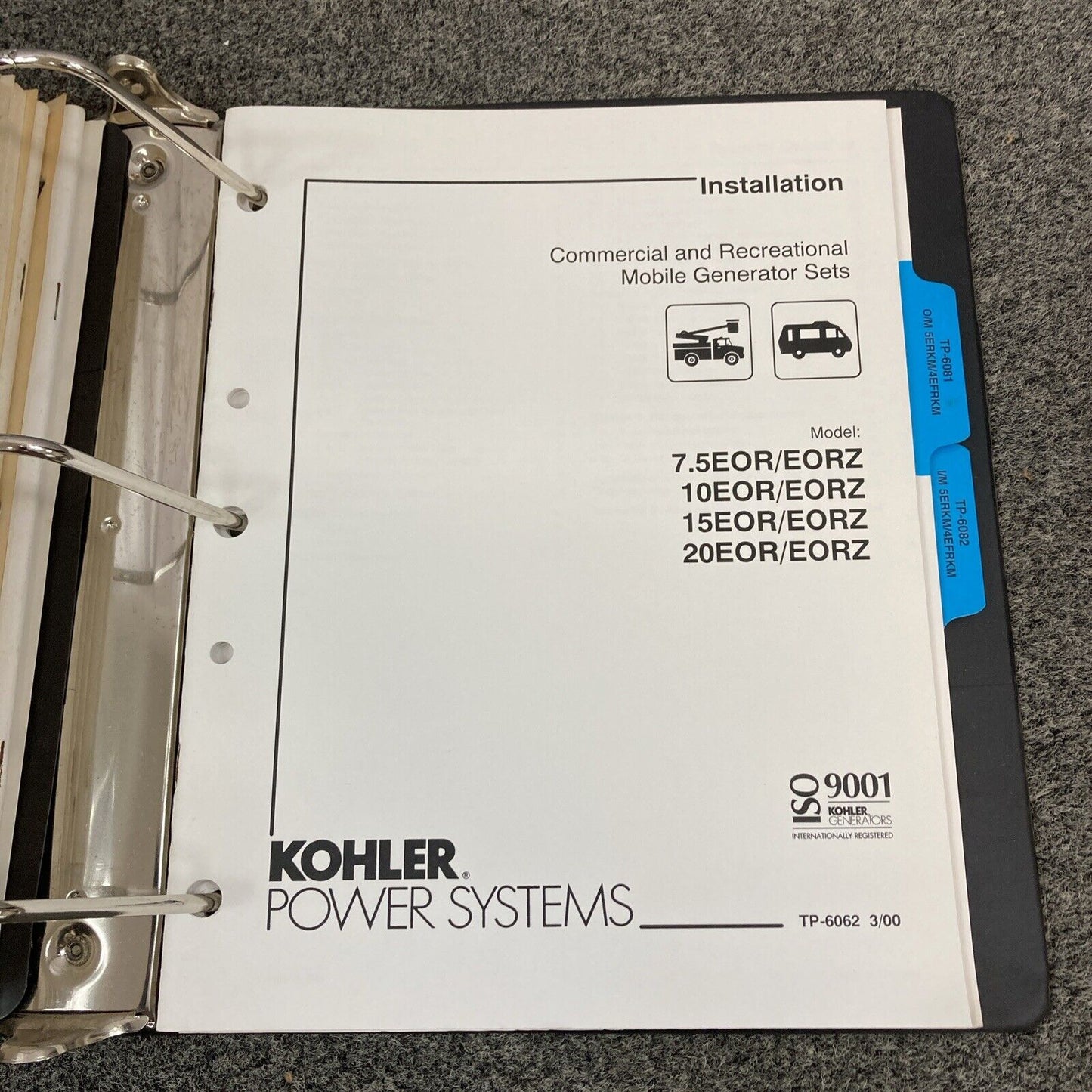 GENUINE KOHLER RV/MOBILE GENERATOR SETS INSTALLATION/OPERATION MANUALS