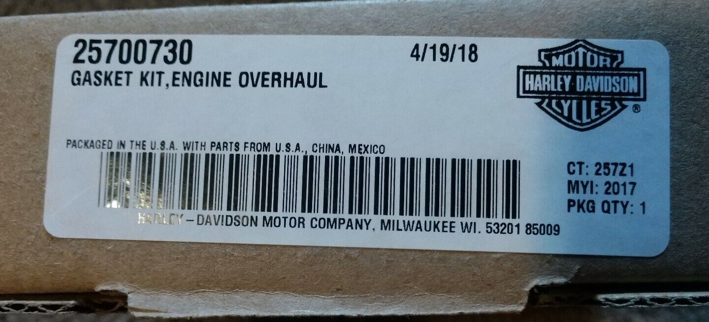 NEW Genuine Harley Davidson Gasket Kit, Engine Overhaul 25700730