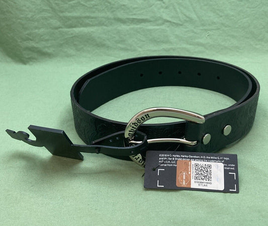 NEW HARLEY DAVIDSON HDWBT11526 WOMEN'S DIXIE EMBOSSED BLACK LEATHER BELT M