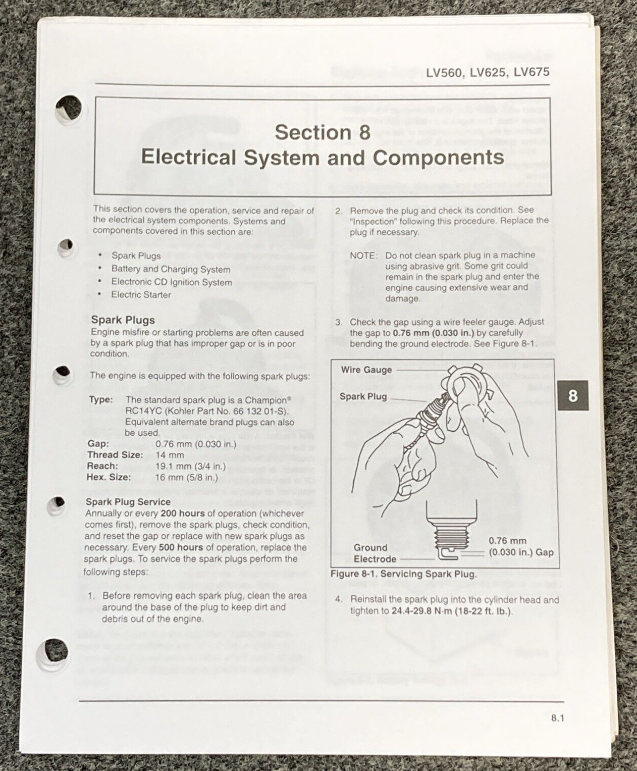 GENUINE KOHLER ENGINES TP-2509 LOOSE-LEAF AEGIS SERVICE MANUAL