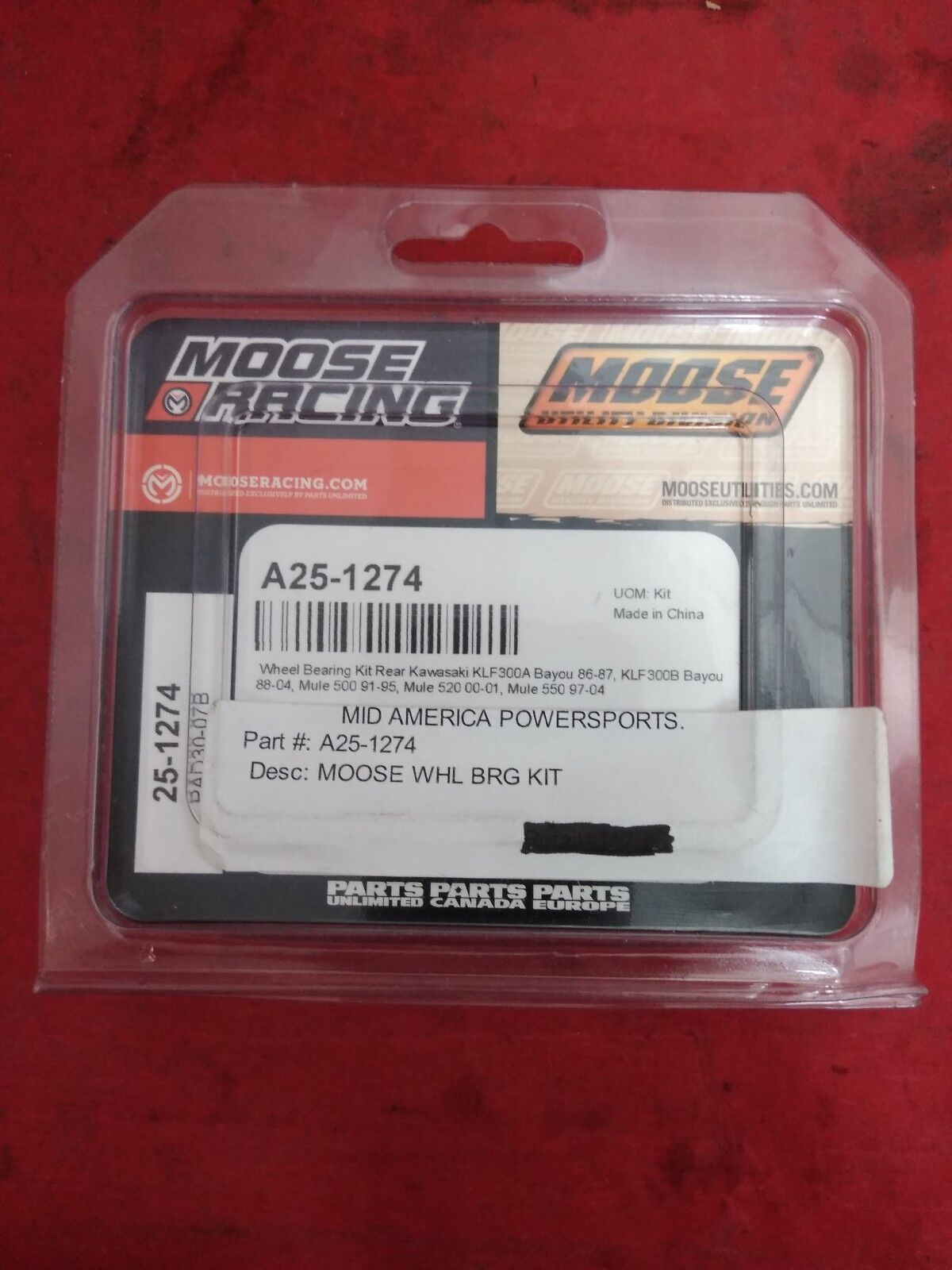 NEW ALL BALLS / Moose Racing Wheel Bearing Kit A25-1274 / PAD30-07B