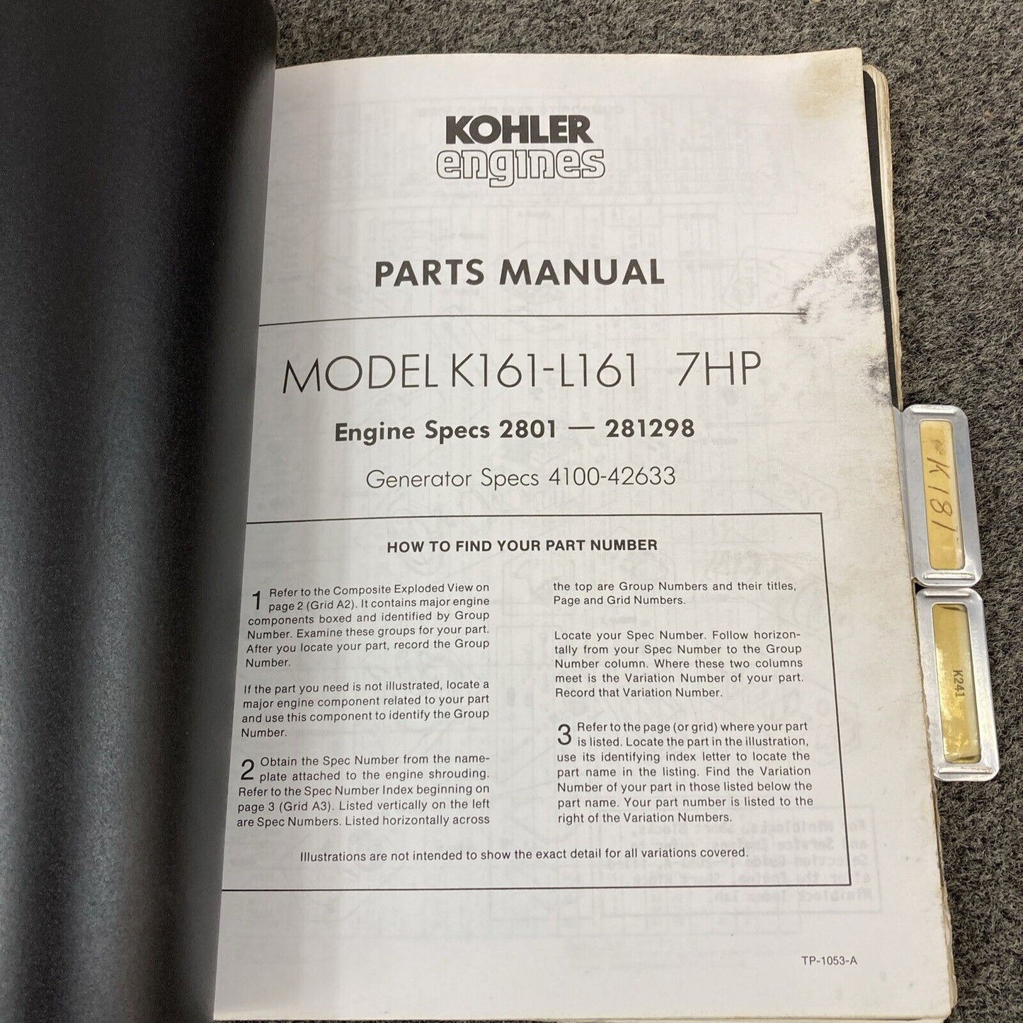 GENUINE KOHLER ENGINES REFERENCE & PARTS MANUALS