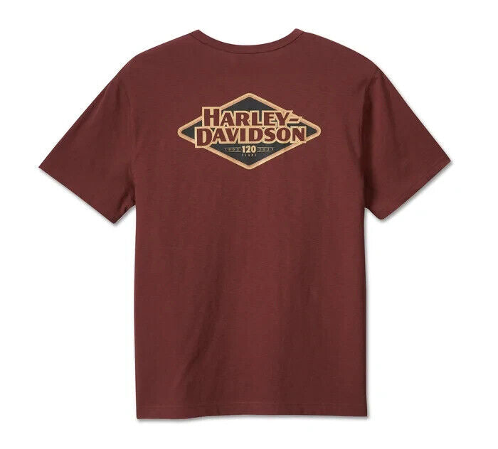 NEW GENUINE HARLEY DAVIDSON 96567-23VM Men's 120th Dark Red Knit Pocket Tee 4XL