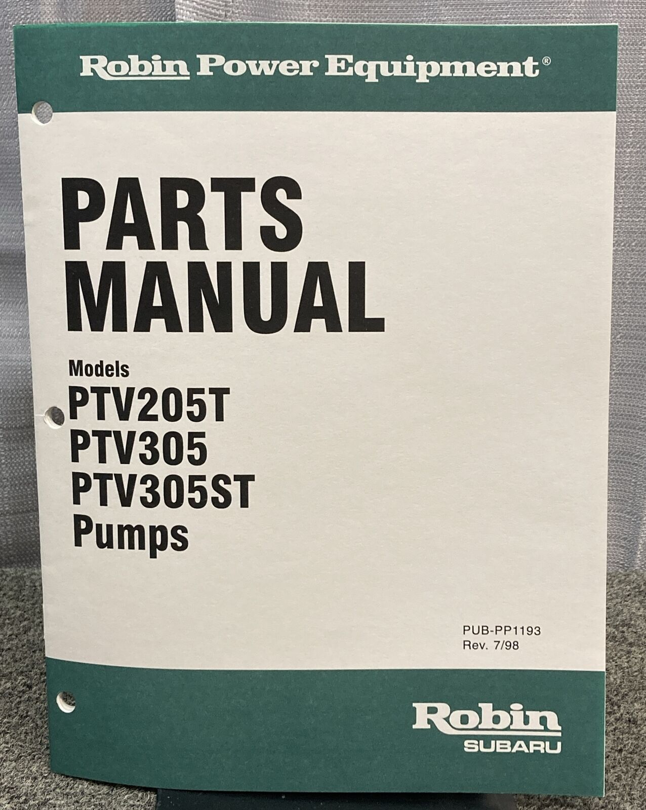 GENUINE SUBARU ROBIN PUB-PP1193 PARTS MANUAL PTV205T PTV305 PTV305ST PUMPS