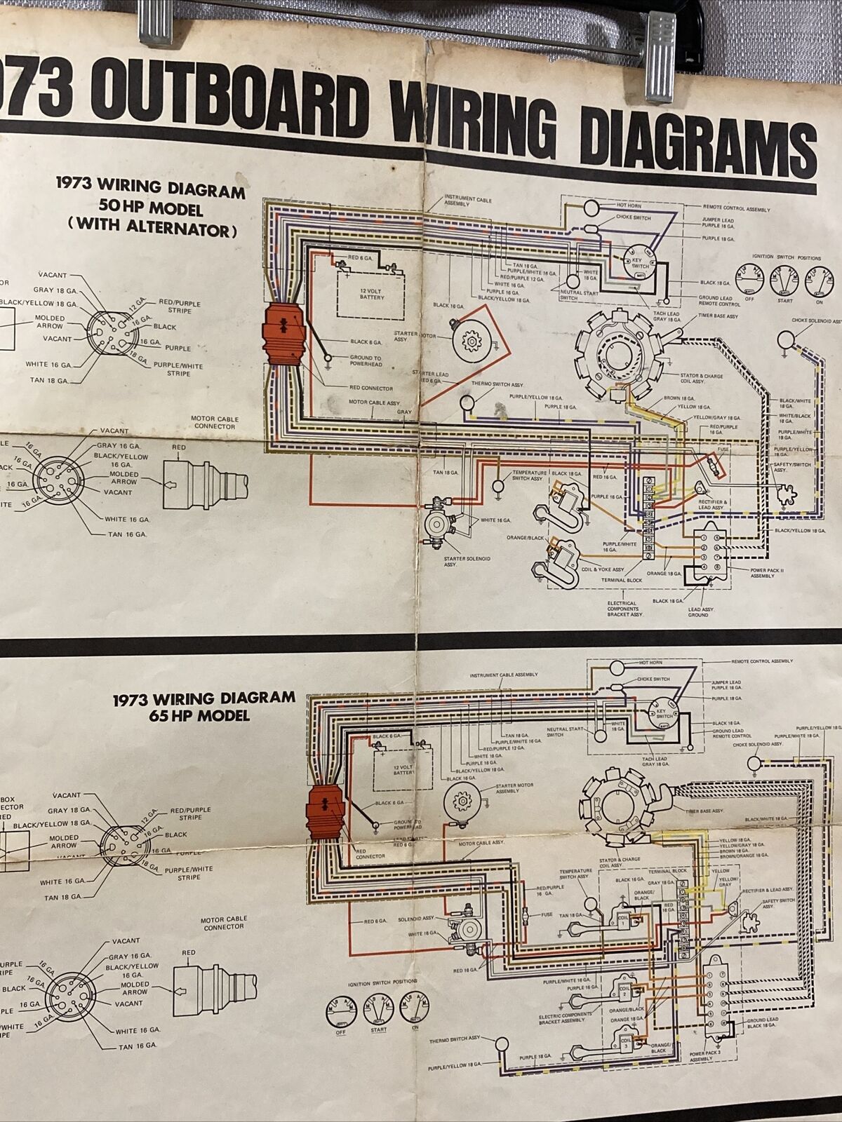 JOHNSON 1973 OUTBOARD WIRING DIAGRAM 50/65/85/115/135 HP MODELS WITH ALTERNATOR