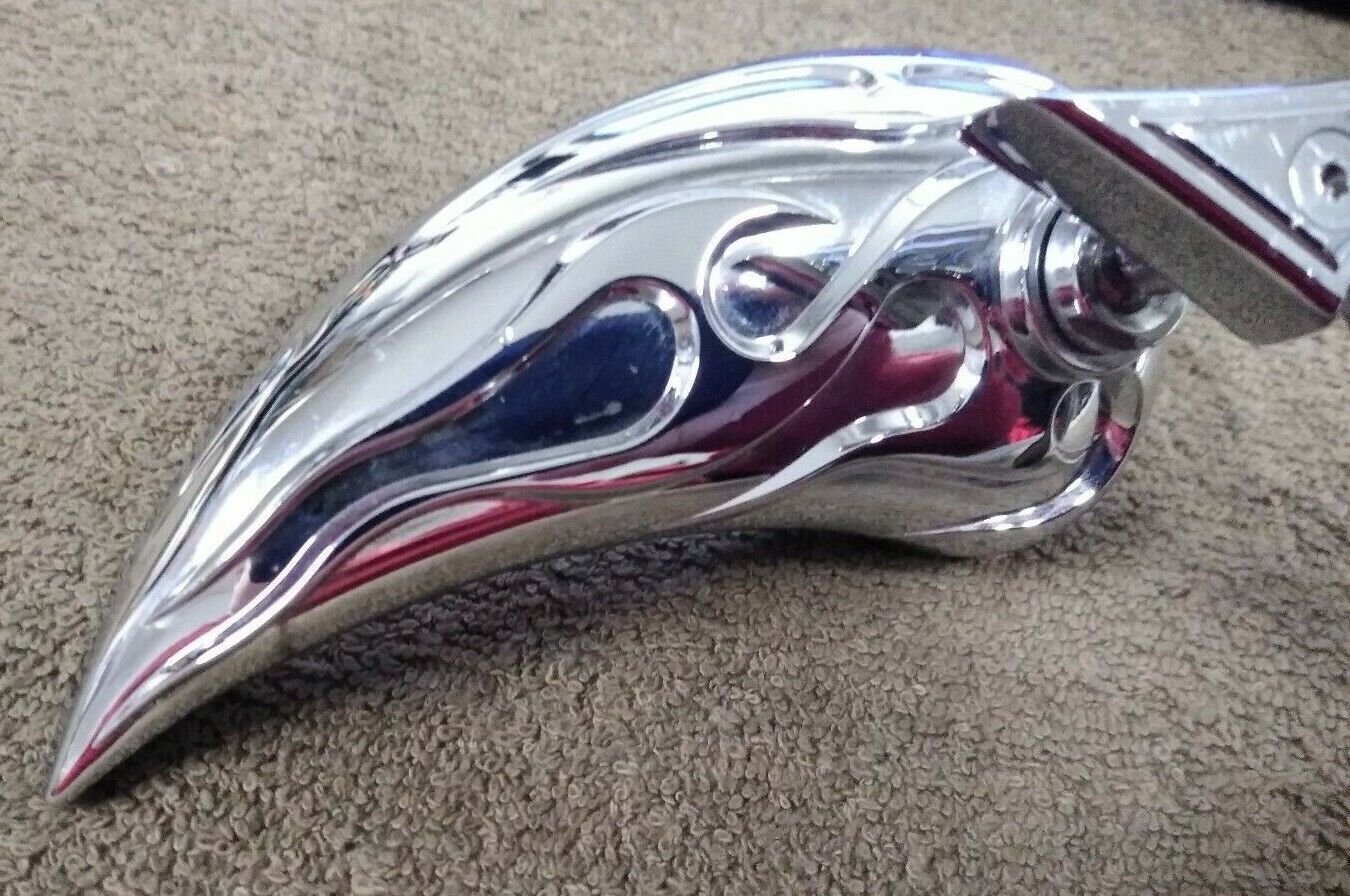 Right Hand Tear Drop Motorcycle Mirror / Flame / Chrome /