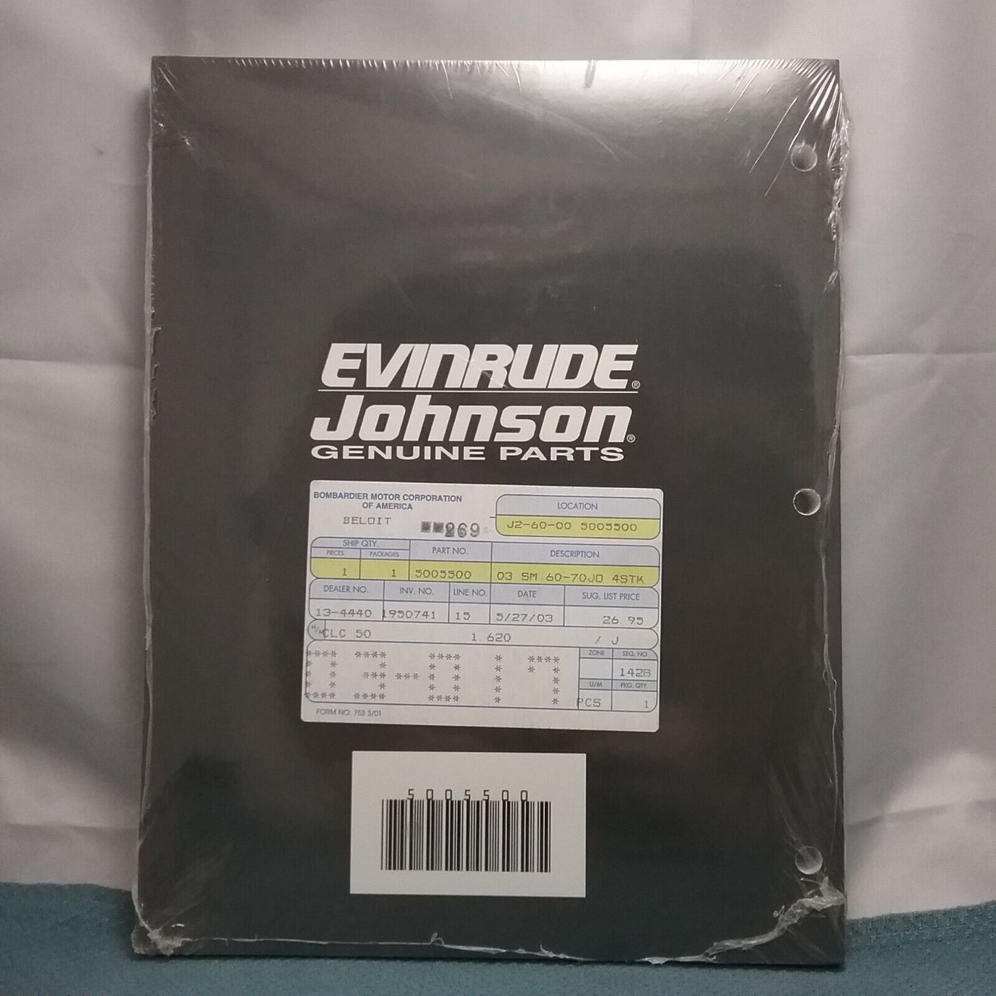 NEW JOHNSON 5005500 SERVICE MANUAL SN/ST 4 STROKE MODELS: 60/70 2002-2003