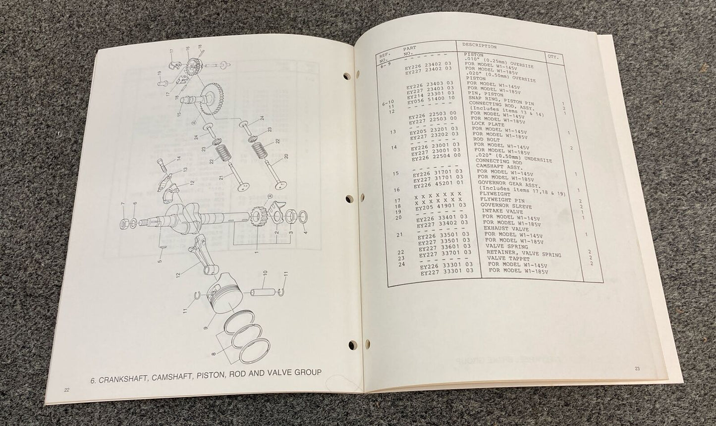 TELEDYNE TOTAL POWER WISCONSIN ROBIN W1-185V & W1-145V ILLUS. PARTS CATALOG