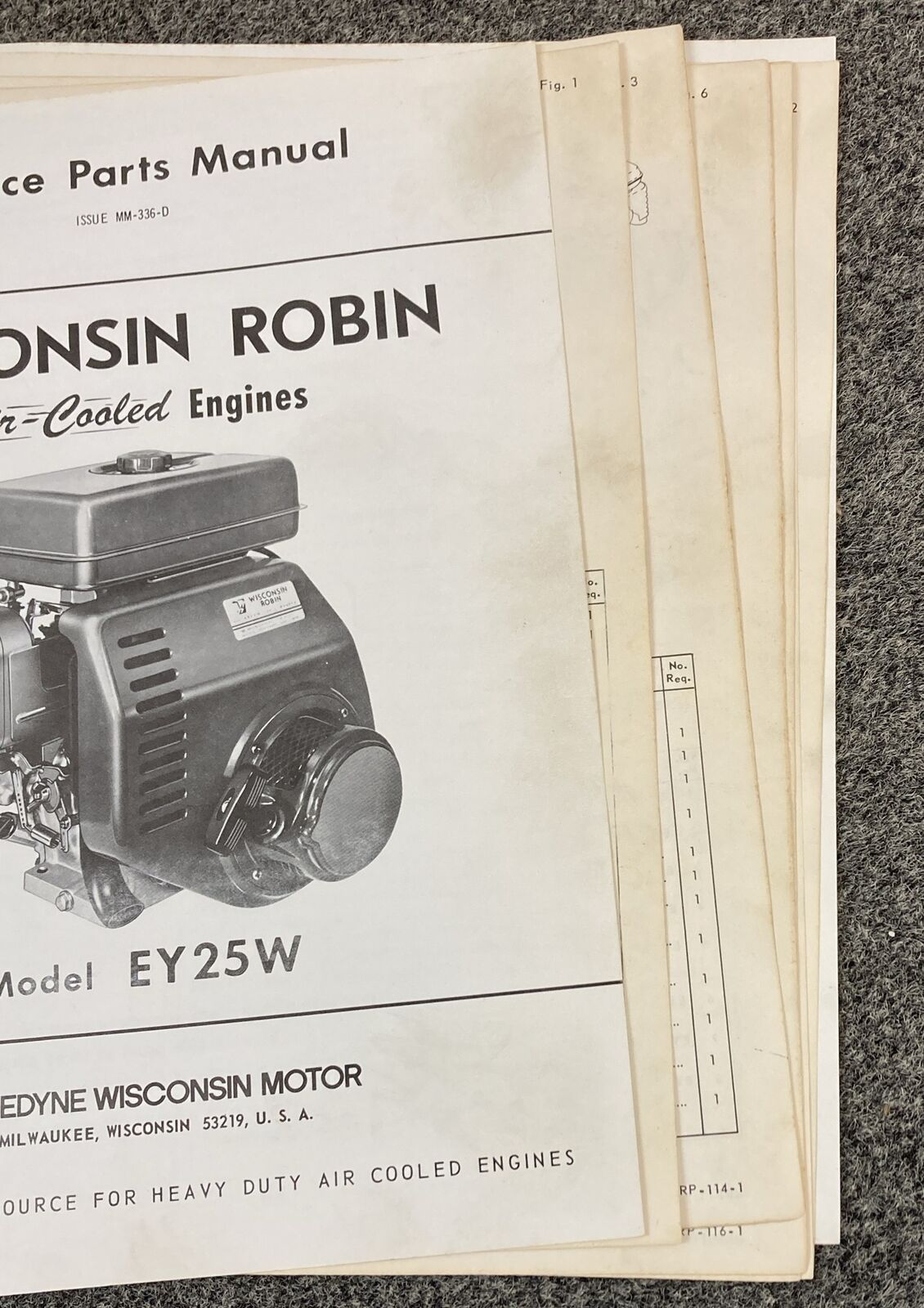 TELEDYNE WISCONSIN ROBIN EY25W LOOSE-LEAF SERVICE PARTS MANUAL