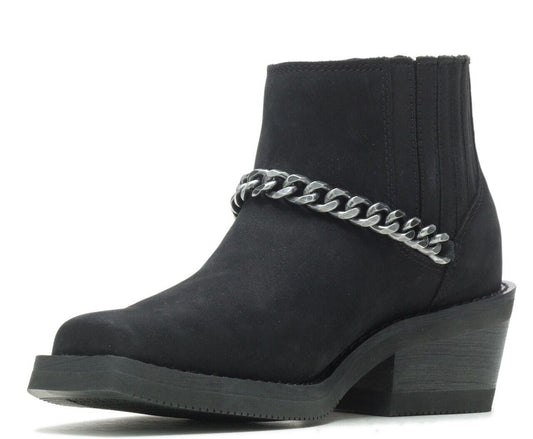 NEW HARLEY DAVIDSON D87241 SIZE 5 WOMEN'S KORSEN CHAIN BLK LEATHER ANKLE BOOTS