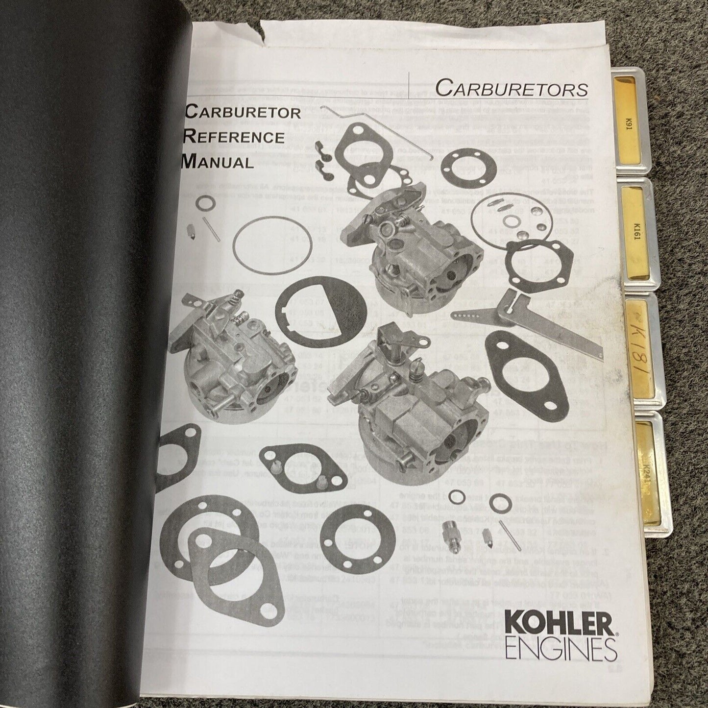 GENUINE KOHLER ENGINES REFERENCE & PARTS MANUALS