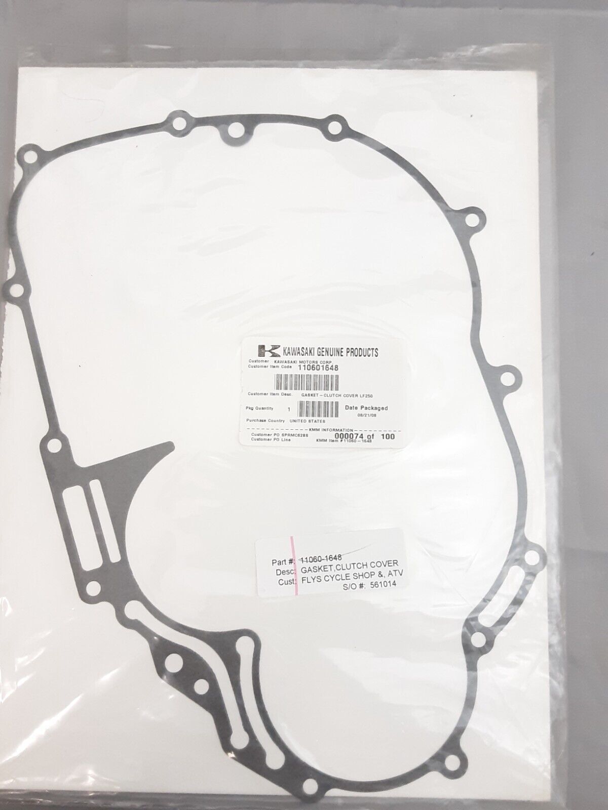 NEW GENUINE KAWASAKI 11060 1648 GASKET CLUTCH COVER Bayou KLF220 KLF250 88-2011