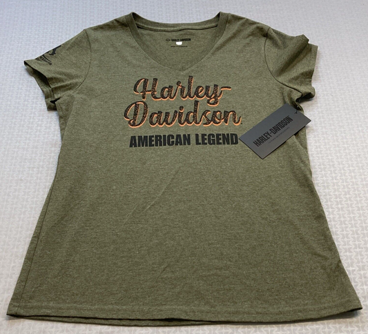 NEW GENUINE HARLEY DAVIDSON 96198-23VW WOMEN'S XSMALL TEE KNIT WWP GREEN HEATHER