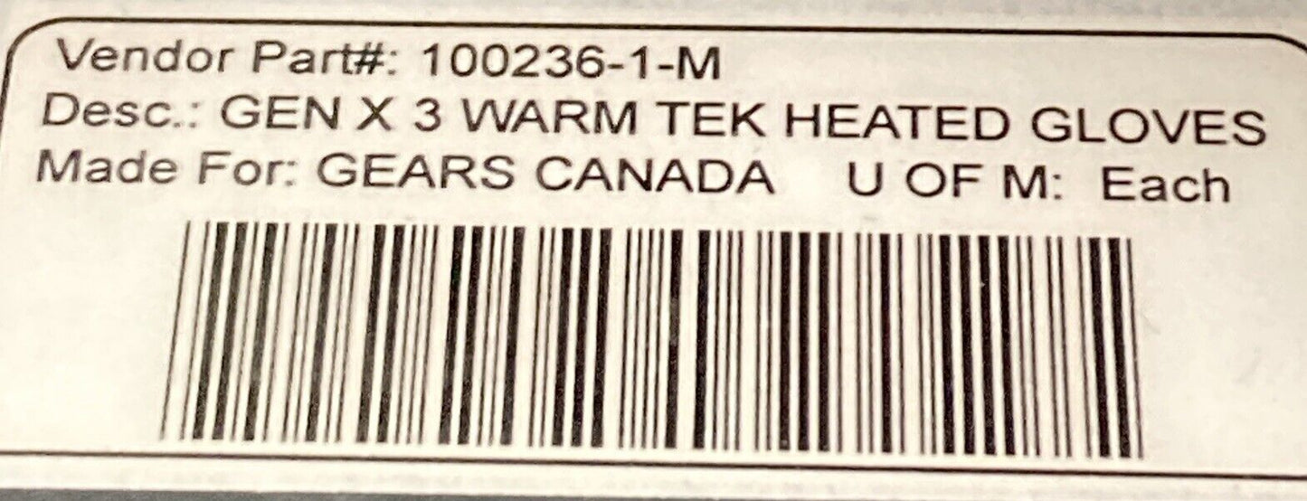 NEW GENUINE GEARS 100236-1-M GEN X WARM TEK HEATED GLOVES
