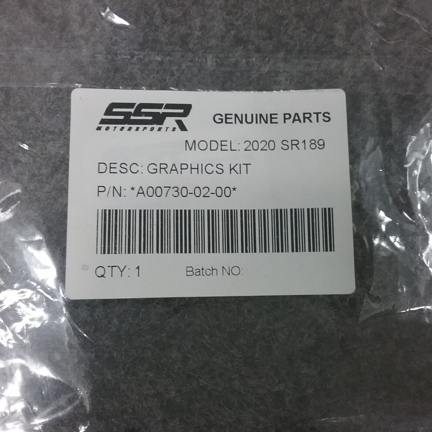 NEW SSR PARTIAL GRAPHIC KIT A00730-02-00  2020 SR189